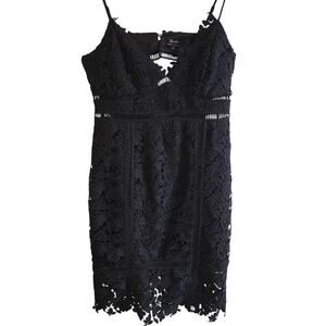 Bardot Black Lace Panel Spaghetti Strap Back Cut Out Dress Size 10